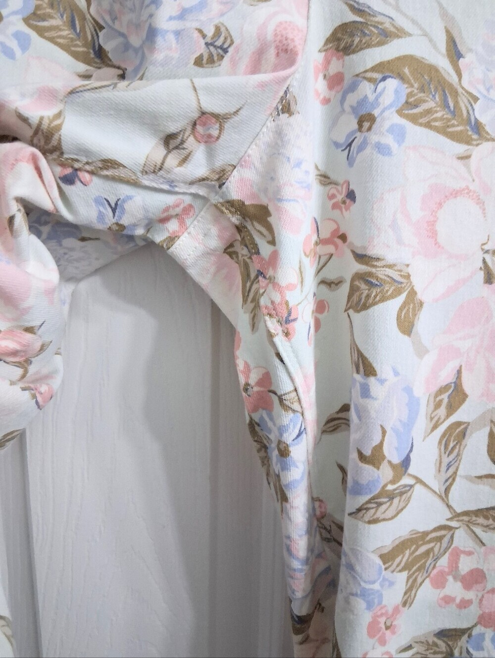 Mixit Floral Stretch Pants Pastel Flowers On White Pink Blue Botanical XL - Picture 7 of 16